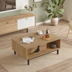 Τραπεζάκι Σαλονιού ArteLibre SUSSEX Φυσικό/Λευκό Μοριοσανίδα/Μέταλλο 90x60x37.6cm - Image 3