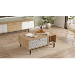 Τραπεζάκι Σαλονιού ArteLibre SUSSEX Φυσικό/Λευκό Μοριοσανίδα/Μέταλλο 90x60x37.6cm - Image 4