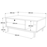 Τραπεζάκι Σαλονιού ArteLibre SUSSEX Φυσικό/Λευκό Μοριοσανίδα/Μέταλλο 90x60x37.6cm - Image 6