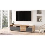 Έπιπλο Τηλεόρασης ArteLibre ESSEX Πεύκο/Ανθρακί Μοριοσανίδα 180x44.8x44.6cm - Image 4