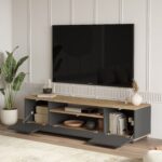 Έπιπλο Τηλεόρασης ArteLibre CHILHAM Φυσικό/Ανθρακί Μοριοσανίδα 180x44.5x44.6cm - Image 4