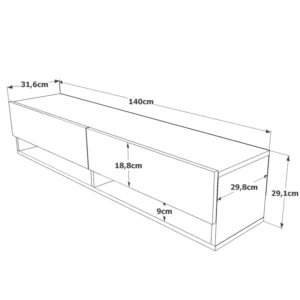 Έπιπλο Τηλεόρασης ArteLibre SOLVA Πεύκο Μοριοσανίδα 140x31.6x29.6cm - Image 6