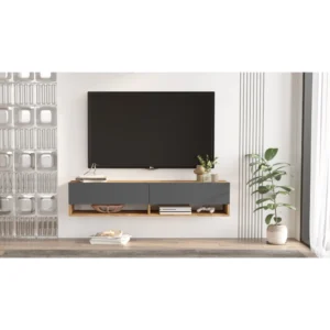 Έπιπλο Τηλεόρασης ArteLibre SOLVA Πεύκο/Ανθρακί Μοριοσανίδα 140x31.6x29.6cm - Image 5