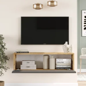 Έπιπλο Τηλεόρασης ArteLibre INVERIE Πεύκο/Ανθρακί Μοριοσανίδα 100x31.6x29.6cm - Image 4