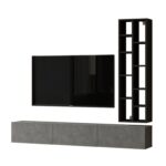 Σύνθετο ArteLibre BROMLEY Μαύρο/Γκρι Με Εφέ Τσιμέντο Μοριοσανίδα 174.6x27.3x145cm