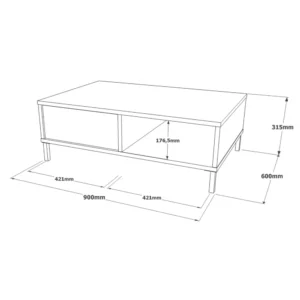 Τραπεζάκι Σαλονιού ArteLibre BALHAM Φυσικό/Μαύρο Μοριοσανίδα/Μέταλλο 90x60x31.5cm - Image 6