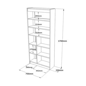 Βιβλιοθήκη ArteLibre BELVEDERE Γκρι Με Εφέ Τσιμέντο/Φυσικό Μοριοσανίδα 75.6x25x170cm - Image 5