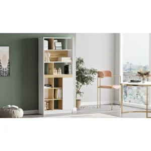 Βιβλιοθήκη ArteLibre BERRYLANDS Λευκό/Φυσικό Μοριοσανίδα 75.6x25x170cm - Image 5