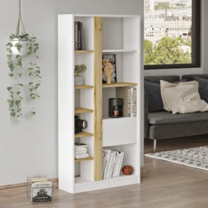 Βιβλιοθήκη ArteLibre BEXLEY Λευκό/Φυσικό Μοριοσανίδα 75.6x25x160cm - Image 3