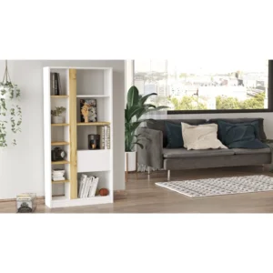 Βιβλιοθήκη ArteLibre BEXLEY Λευκό/Φυσικό Μοριοσανίδα 75.6x25x160cm - Image 5