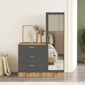 Τουαλέτα ArteLibre BLENDON Πεύκο/Ανθρακί Μοριοσανίδα/Γυαλί 60x47x72cm/40x47x140cm - Image 2