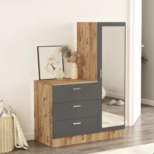 Τουαλέτα ArteLibre BLENDON Πεύκο/Ανθρακί Μοριοσανίδα/Γυαλί 60x47x72cm/40x47x140cm - Image 3