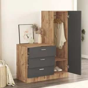 Τουαλέτα ArteLibre BLENDON Πεύκο/Ανθρακί Μοριοσανίδα/Γυαλί 60x47x72cm/40x47x140cm - Image 4