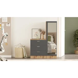 Τουαλέτα ArteLibre BLENDON Πεύκο/Ανθρακί Μοριοσανίδα/Γυαλί 60x47x72cm/40x47x140cm - Image 5