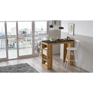 Τραπέζι Bar ArteLibre BROCKLEY Πεύκο/Μαύρο Μοριοσανίδα 120x51.6x101.8cm - Image 3