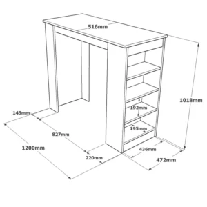 Τραπέζι Bar ArteLibre BROCKLEY Πεύκο/Μαύρο Μοριοσανίδα 120x51.6x101.8cm - Image 4