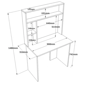 Γραφείο ArteLibre BROMPTON Πεύκο/Ανθρακί Μοριοσανίδα 90x51.6x148cm - Image 5