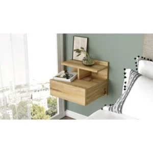 Κομοδίνο Επιτοίχιο ArteLibre CHALK Φυσικό Μοριοσανίδα 40x35.6x32cm - Image 6