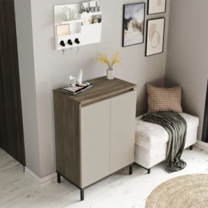 Ντουλάπι Πολλαπλών Χρήσεων ArteLibre CHELSEA Καφέ/Ανθρακί Μοριοσανίδα/Μέταλλο 60x35.5x85.6cm - Image 4