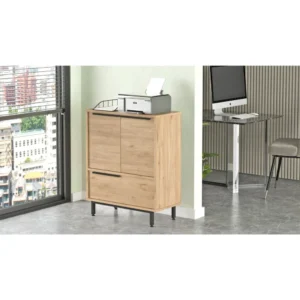 Ντουλάπι Πολλαπλών Χρήσεων ArteLibre EMERSON Φυσικό Μοριοσανίδα/Μέταλλο 35.5x74.8x90.4cm - Image 4