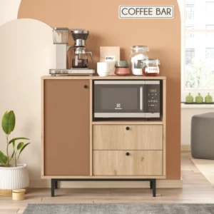 Ντουλάπι Κουζίνας ArteLibre GLASGOW Φυσικό/Κεραμιδί Μοριοσανίδα/Μελαμίνη 88x35.5x85cm - Image 3