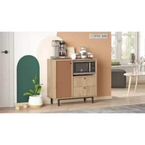 Ντουλάπι Κουζίνας ArteLibre GLASGOW Φυσικό/Κεραμιδί Μοριοσανίδα/Μελαμίνη 88x35.5x85cm - Image 4