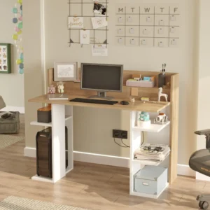 Γραφείο ArteLibre FIFE Φυσικό/Λευκό Μοριοσανίδα/Μελαμίνη 124x58x98cm - Image 4