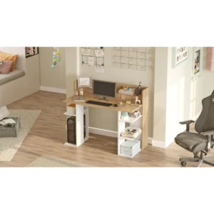 Γραφείο ArteLibre FIFE Φυσικό/Λευκό Μοριοσανίδα/Μελαμίνη 124x58x98cm - Image 5