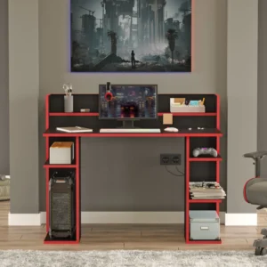 Γραφείο ArteLibre FIFE Μαύρο/Κόκκινο Μοριοσανίδα/Μελαμίνη 124x58x98cm - Image 2