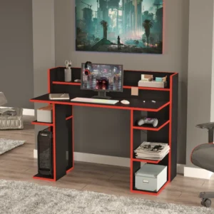 Γραφείο ArteLibre FIFE Μαύρο/Κόκκινο Μοριοσανίδα/Μελαμίνη 124x58x98cm - Image 3