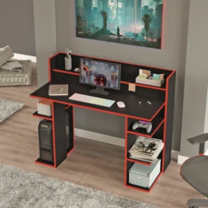 Γραφείο ArteLibre FIFE Μαύρο/Κόκκινο Μοριοσανίδα/Μελαμίνη 124x58x98cm - Image 4