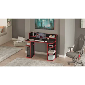 Γραφείο ArteLibre FIFE Μαύρο/Κόκκινο Μοριοσανίδα/Μελαμίνη 124x58x98cm - Image 5