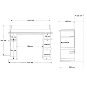 Γραφείο ArteLibre FIFE Μαύρο/Κόκκινο Μοριοσανίδα/Μελαμίνη 124x58x98cm - Image 6