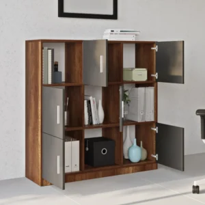 Βιβλιοθήκη ArteLibre ELTHAM Baroque/Ανθρακί Μοριοσανίδα/Μελαμίνη 119.9x37.6x121.8cm - Image 4