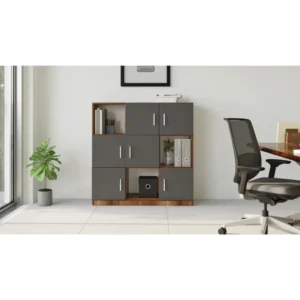 Βιβλιοθήκη ArteLibre ELTHAM Baroque/Ανθρακί Μοριοσανίδα/Μελαμίνη 119.9x37.6x121.8cm - Image 5