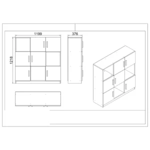 Βιβλιοθήκη ArteLibre ELMSTEAD Οξιά/Μαύρο Μοριοσανίδα/Μελαμίνη 119.9x37.6x121.8cm - Image 6