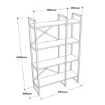 Βιβλιοθήκη ArteLibre LOTHIAN Πεύκο/Μαύρο Μοριοσανίδα/Μέταλλο 87.5x30x138cm - Image 5