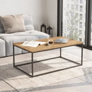 Τραπεζάκι Σαλονιού ArteLibre RENFREW Πεύκο/Ανθρακί Μοριοσανίδα/Μέταλλο 100x60x40cm - Image 3