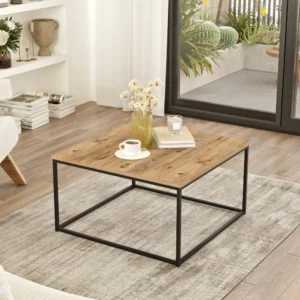 Τραπεζάκι Σαλονιού ArteLibre DUMFRIES Πεύκο/Ανθρακί Μοριοσανίδα/Μέταλλο 72x72x40cm - Image 3