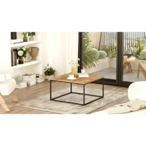 Τραπεζάκι Σαλονιού ArteLibre DUMFRIES Πεύκο/Ανθρακί Μοριοσανίδα/Μέταλλο 72x72x40cm - Image 4