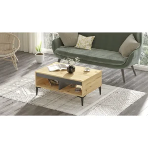 Τραπεζάκι Σαλονιού ArteLibre STIRLING Φυσικό/Ανθρακί Μοριοσανίδα/Μελαμίνη 90x60x40.6cm - Image 3