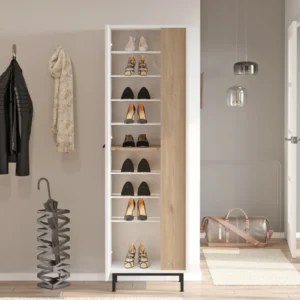 Παπουτσοθήκη ArteLibre INVERCLYDE Λευκό/Φυσικό Μοριοσανίδα/Μελαμίνη 57.2x35.5x173.6cm - Image 2