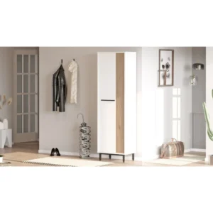 Παπουτσοθήκη ArteLibre INVERCLYDE Λευκό/Φυσικό Μοριοσανίδα/Μελαμίνη 57.2x35.5x173.6cm - Image 5