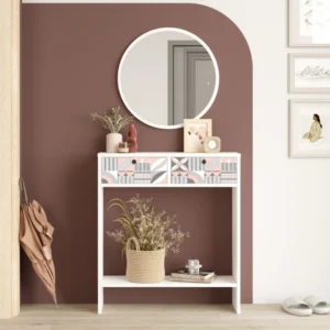 Κονσόλα ArteLibre ORKNEY Λευκό Με Σχέδιο Μοριοσανίδα/Μελαμίνη 80.4x24.8x90/56x60cm