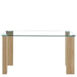 Τραπέζι Τραπεζαρίας ArteLibre ASHMOOR Φυσικό Γυαλί/Ξύλο 140x80x75cm - Image 2