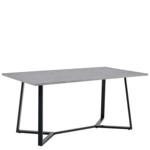 Τραπέζι Τραπεζαρίας ArteLibre DUNSMERE Γκρι Μάρμαρο/Μαύρο Μέταλλο/Μοριοσανίδα 160x90x75cm