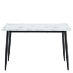Τραπέζι Τραπεζαρίας ArteLibre IRWELL Λευκό Μάρμαρο/Μαύρο Μέταλλο/Μοριοσανίδα 120x80x75cm - Image 2
