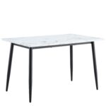 Τραπέζι Τραπεζαρίας ArteLibre IRWELL Λευκό Μάρμαρο/Μαύρο Μέταλλο/Μοριοσανίδα 120x80x75cm