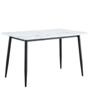 Τραπέζι Τραπεζαρίας ArteLibre IRWELL Λευκό Μάρμαρο/Μαύρο Μέταλλο/Μοριοσανίδα 120x80x75cm