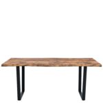 Σετ Τραπεζαρία (2+1) ArteLibre NORTHAM Καρυδί/Μαύρο Μέταλλο/Ξύλο - Image 4